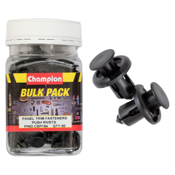 Black Push Rivets LEN:13mm HOLE:10mm HD:20mm