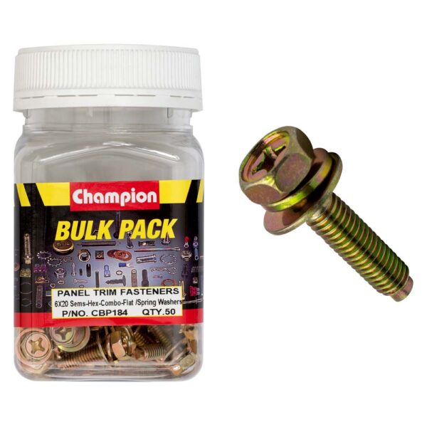 M6 x 20mm HEX SET SCREWS SEMS HEX IND COMBO DVE FLAT/SPRING WASHERS PILOT