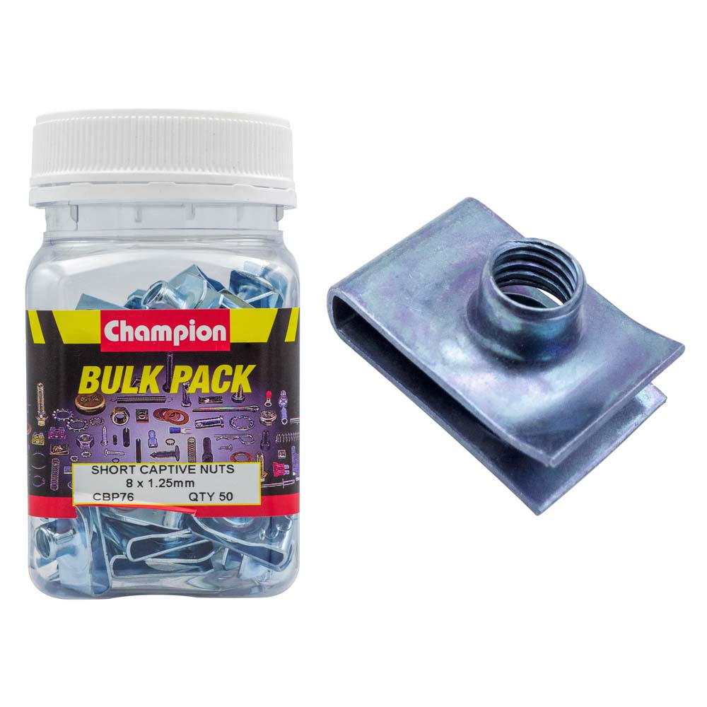 SHORT CAPTIVE NUTS M8 x 1.25mm - Champion Parts