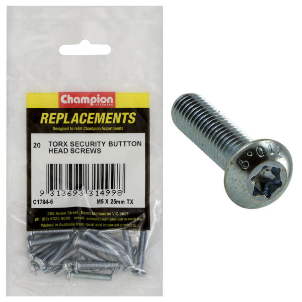 MACHINE SCREWS-BUTTON HEAD-TORX (TX)-M5 x 25mm-Z/P