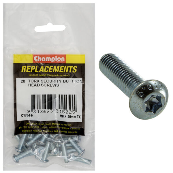 MACHINE SCREWS-BUTTON HEAD-TORX (TX)-M6 x 20mm-Z/P
