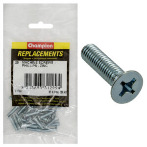 MACHINE SCREWS-CSK-PHILLIPS-M5 x 20mm-ZINC PLATED