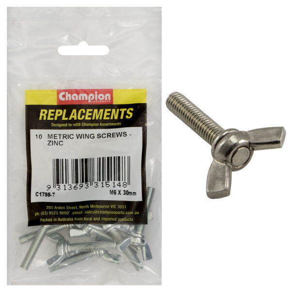 WING SCREWS-M6 x 30mm-ZINC PLATED