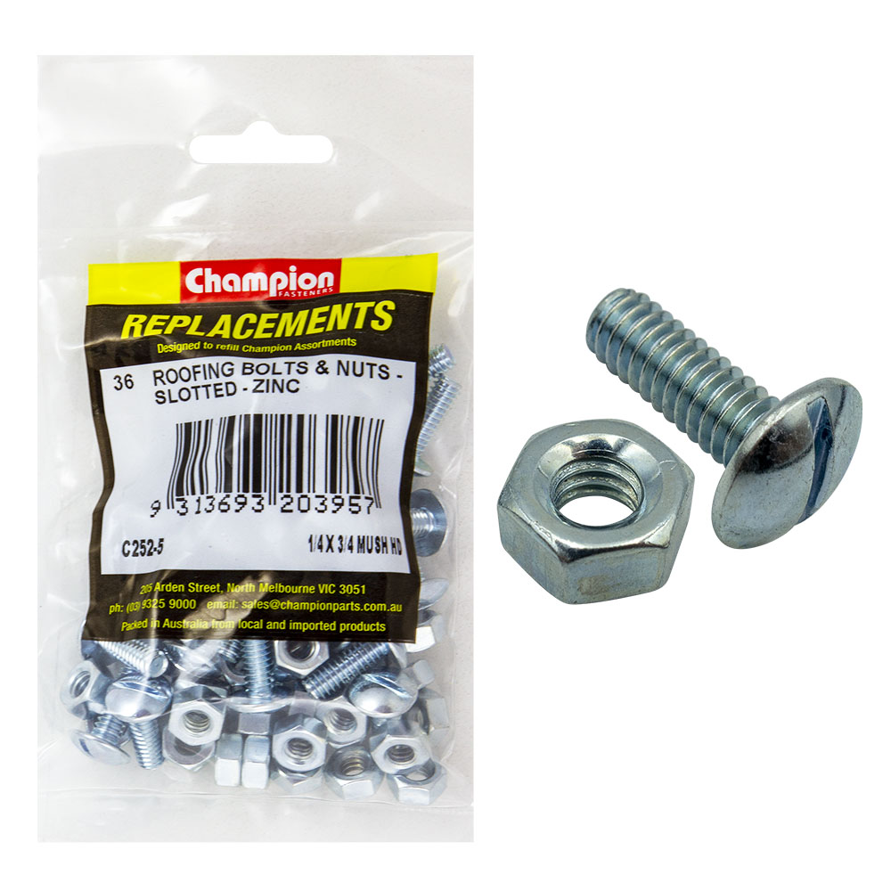 thumbnail image 2 of Zexum M6 X 40mm Roofing Bolts With Nuts – Bright Zinc Plated Steel, Ideal For Guttering & Trunking 2 of 5