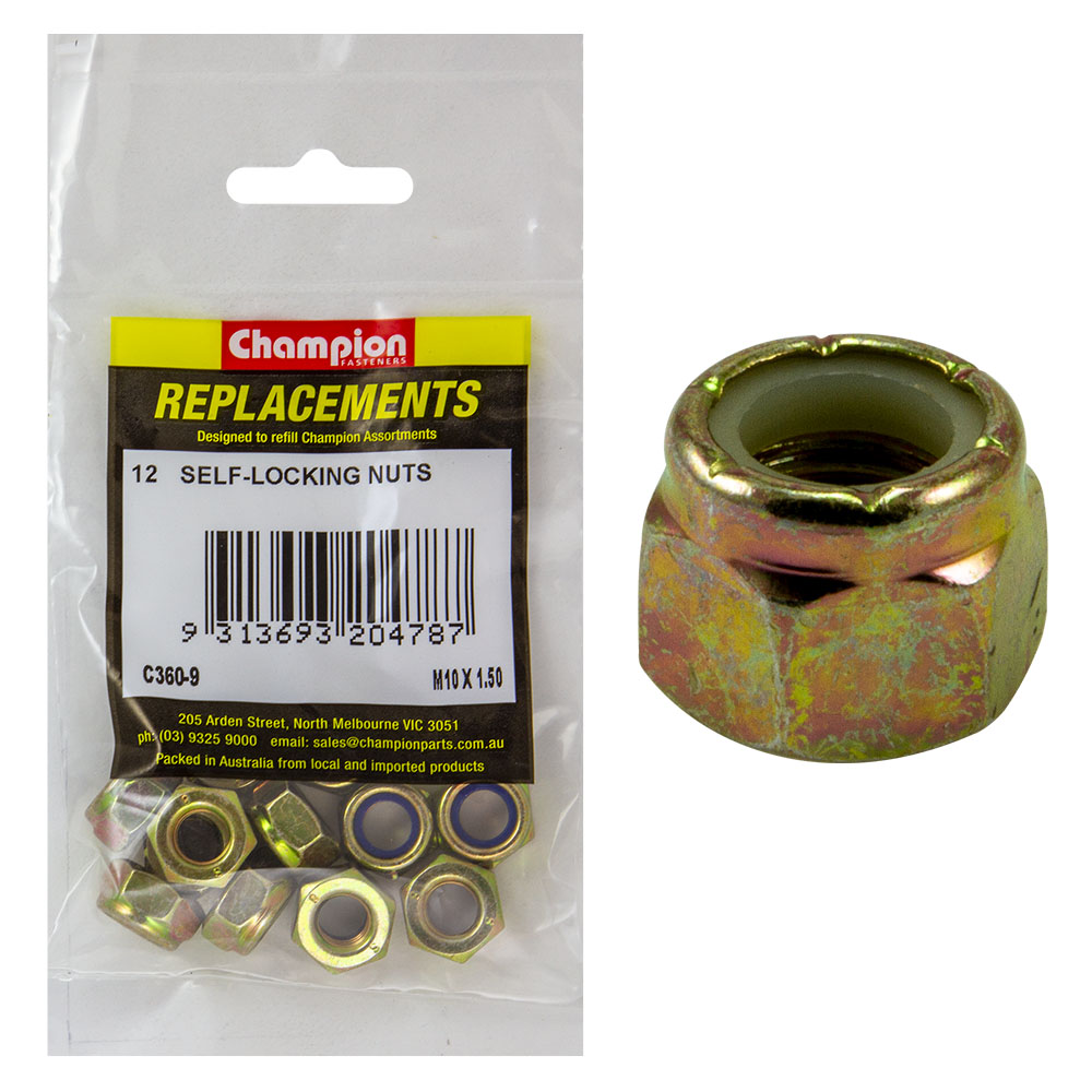 thumbnail image 2 of 10x M6-1.0 Stainless Steel Nylon Insert Lock Nuts (A2, 6mm) 2 of 3