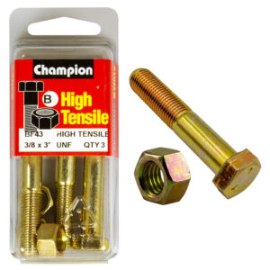 HEX BOLTS & NUTS - HIGH TENSILE - 3/8" x 3" - UNF - GRADE 5