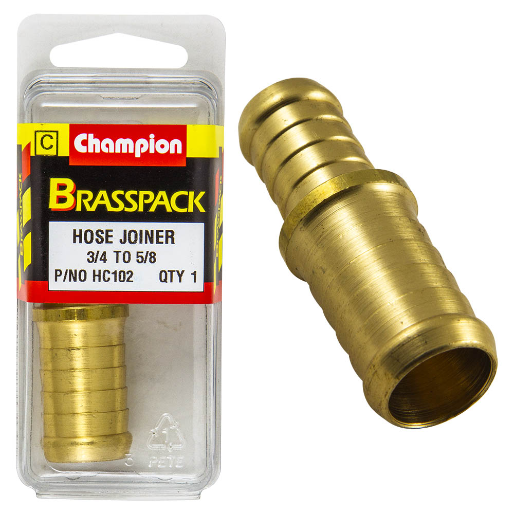 HOSE JOINERS - BRASS - REDUCING - 3/4 to 5/8 - Champion Parts