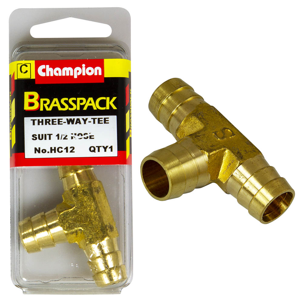 HOSE JOINERS - T - BRASS - 1/2 - Champion Parts