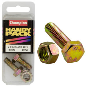 HEX SET SCREWS-HIGH TENSILE-M8 x 20mm-GRADE 8.8 & HEX PLAIN NUTS-M8 x 1.25mm-CLASS 8