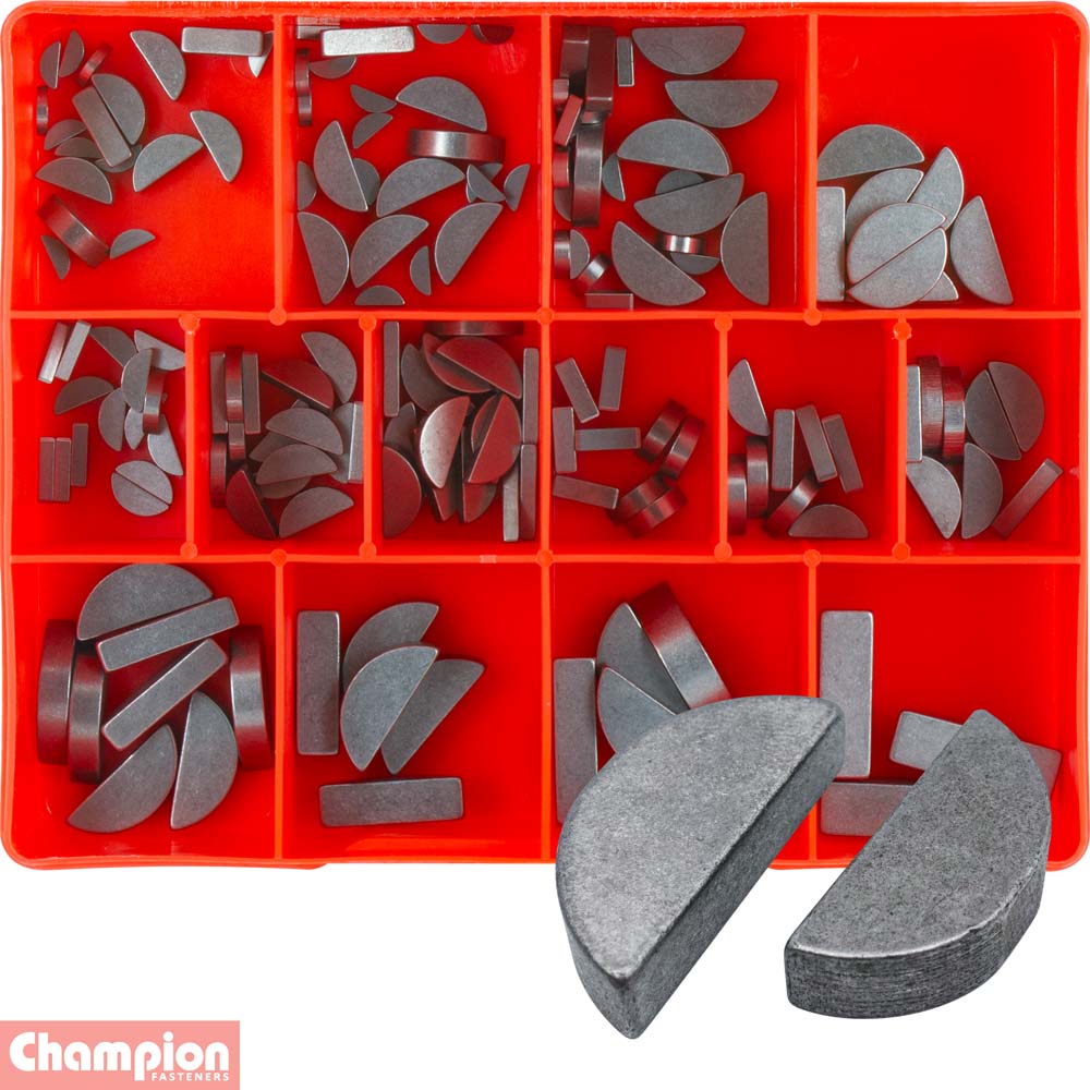 Woodruff Key Assortment Metric Carbon Steel Plain 350 Piece