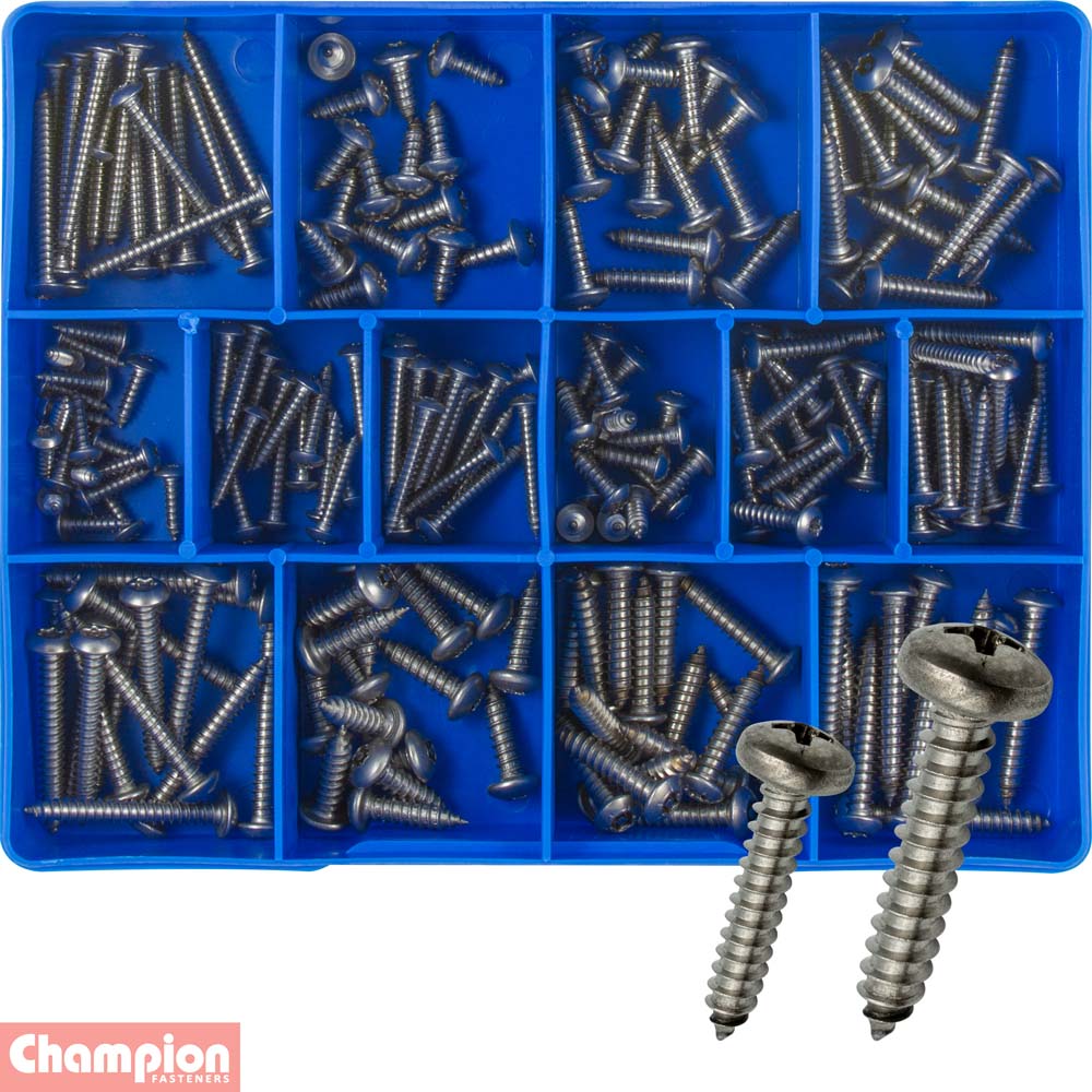 2325-Piece Phillips Pan Head Self-Drilling TEK Screw Assortment With Storage Bin