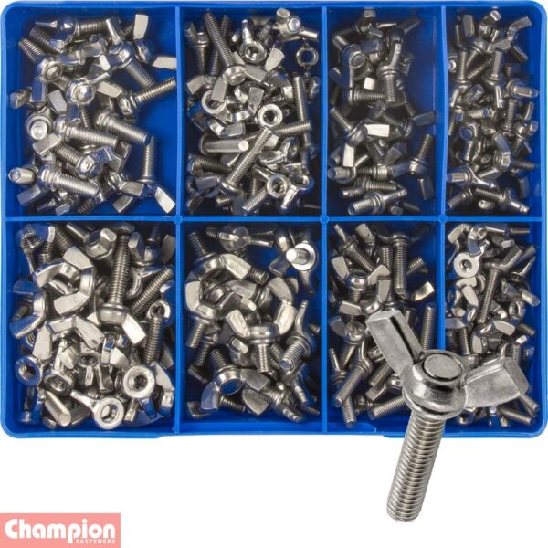 S/Steel Metric Wing Screws & Nuts Assortment